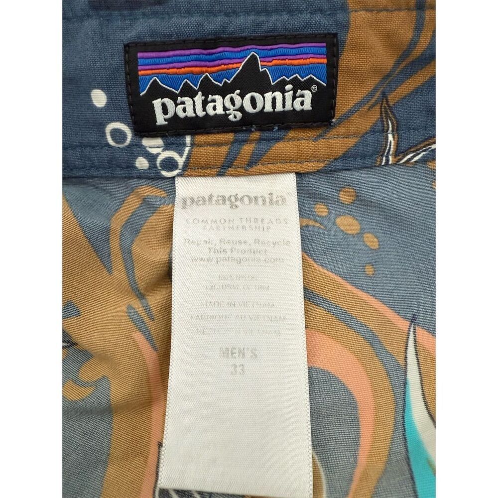 Patagonia Men’s Minimalist Wavefarer Board Shorts 33 Paradise Fish Glass Blue - Picture 5 of 8